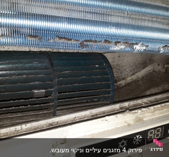סליל מתכת ומאוורר במזגן עם תצוגה דיגיטלית